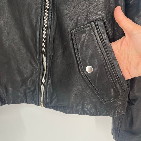 J.Crew Collection Washed Leather Motorcycle Jacket Black Women's Size XXL - Picture 13 of 16